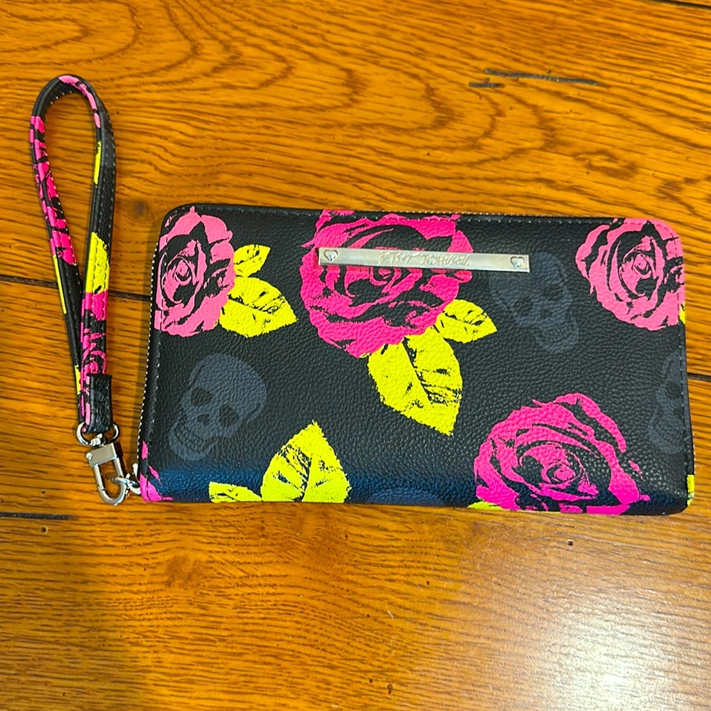 Betsey Johnson Neon Skulls & Flowers Wallet
